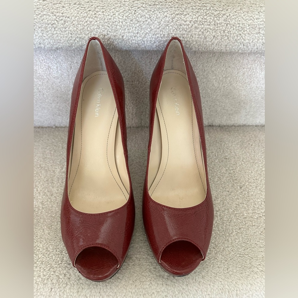 Calvin Klein Women's Red Peep Toe Heels